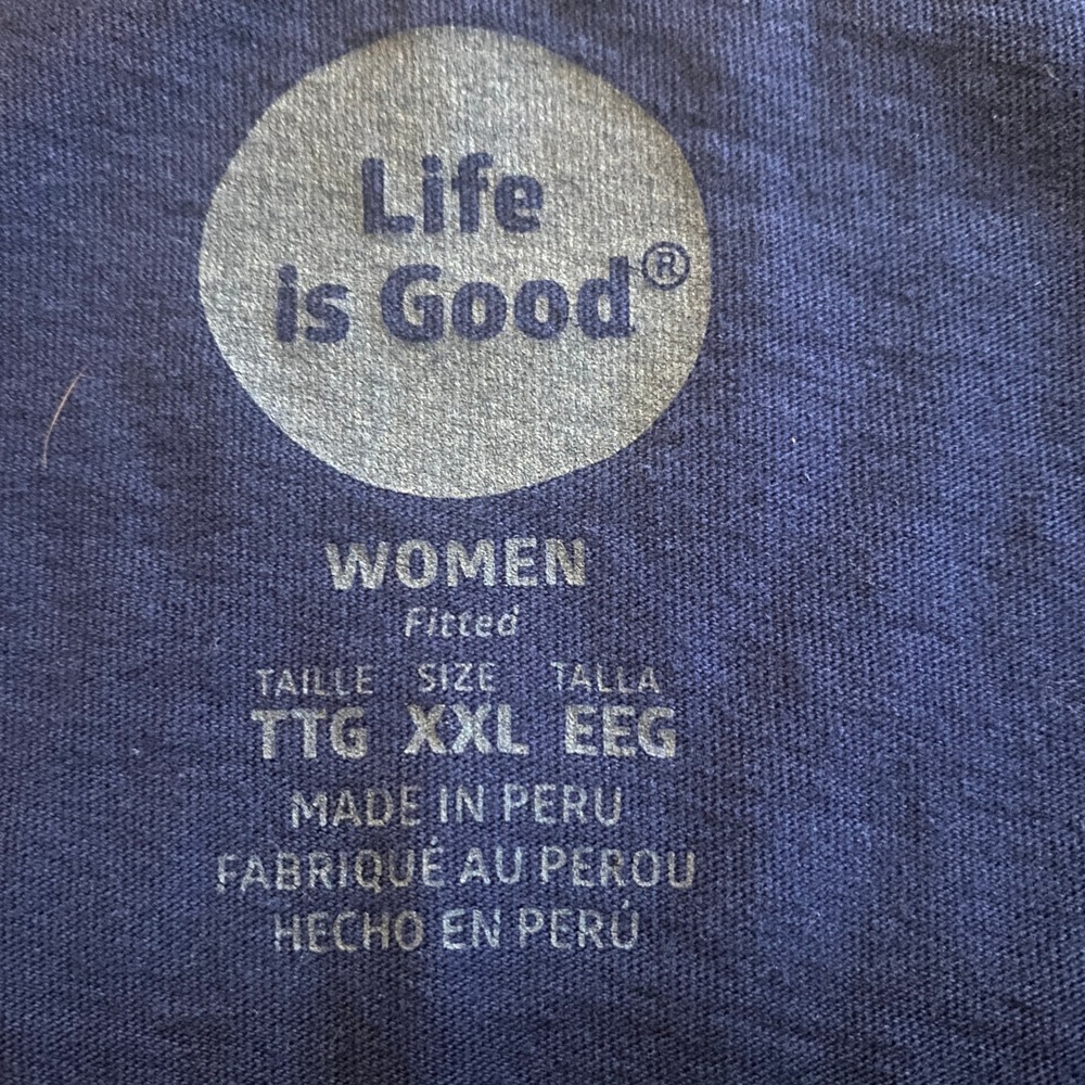 Life‎ Is Good Women's Long-Sleeved Top Size XXL Blue Red Stitch Fitted V-Neck - Picture 5 of 6